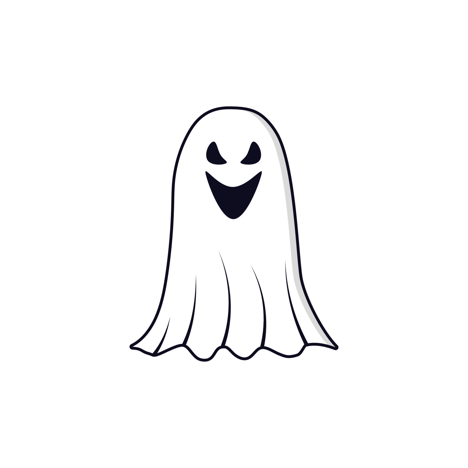 fantasma branco dos desenhos animados de halloween isolado no fundo branco.  fantasma assustador fantasma branco de halloween. fantasma com uma cara  assustadora. 11049500 Vetor no Vecteezy